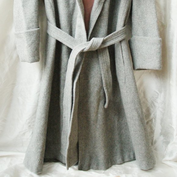 Grey Vintage Wool Trench Style Coat - Picture 3 of 4